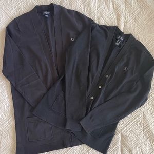 2 Lands End Chase Bank long black cardigans. Size M, XS